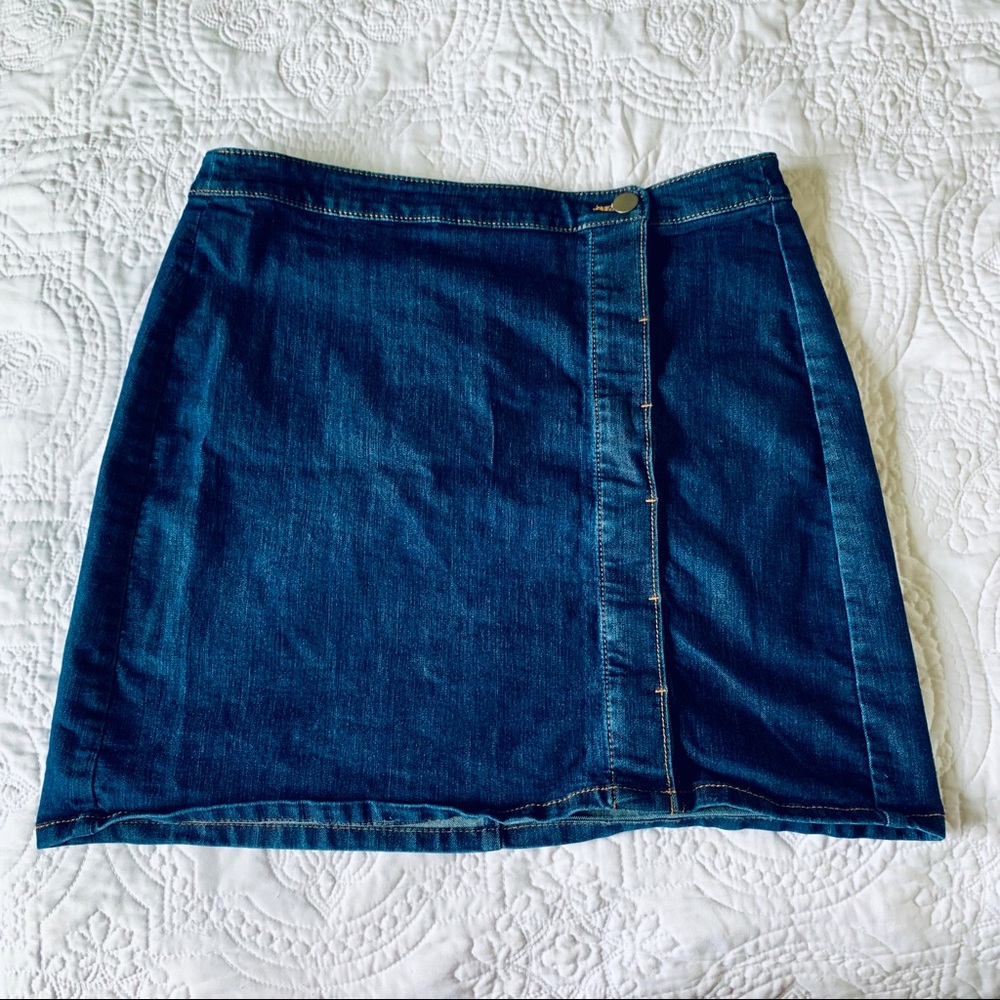 LOFT Button Down Denim Skirt